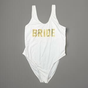 Bride One Piece Swimsuit White Gold Graphic Women's XXL Beach Pool 0979